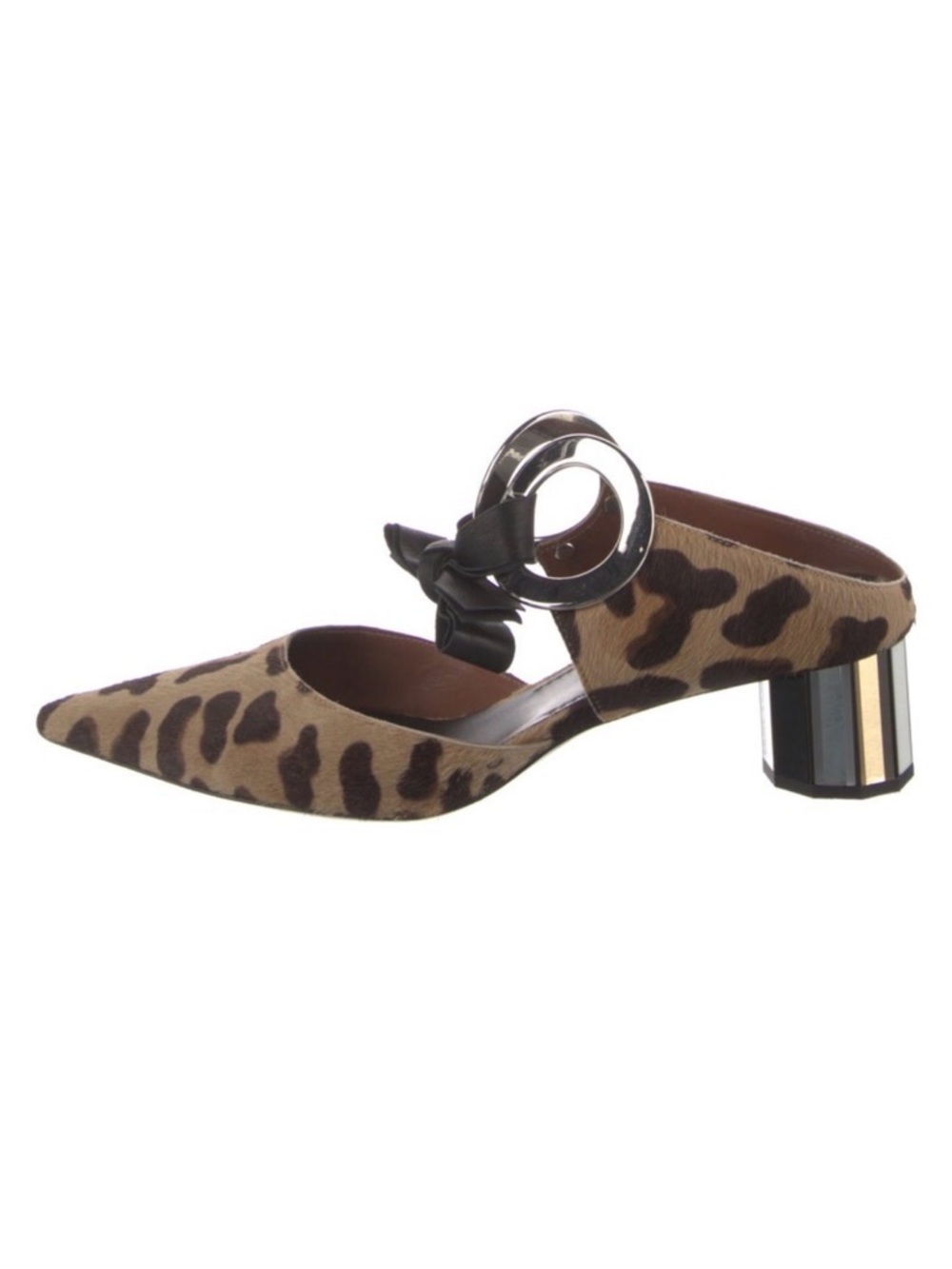 Proenza Schouler Grommet Block Heel Ponyhair Animal Print Mule